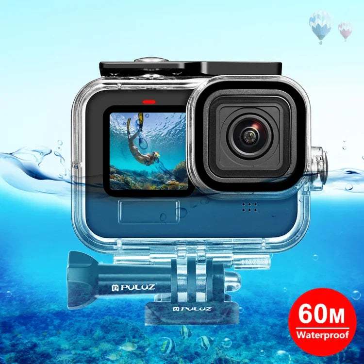 Boîtier étanche PULUZ 60 m avec boucle, fixation basique et vis pour GoPro HERO13 Black /12 Black /11 Black /10 Black /9 Black, et pour GoPro HERO9 Black.