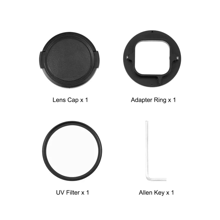 Filtre UV PULUZ 52 mm pour GoPro HERO12 Black /11 Black Mini /11 Black /10 Black /9 Black, avec bague d'adaptation, filtre UV