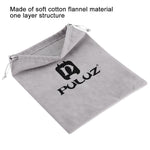 Sac de rangement PULUZ avec cordon de maintien pour accessoires GoPro, Insta360, DJI et autres caméras d'action ; sac en flanelle (24,5 cm x 20,5 cm) ; sac en filet de nylon (21,5 cm x 15,5 cm).