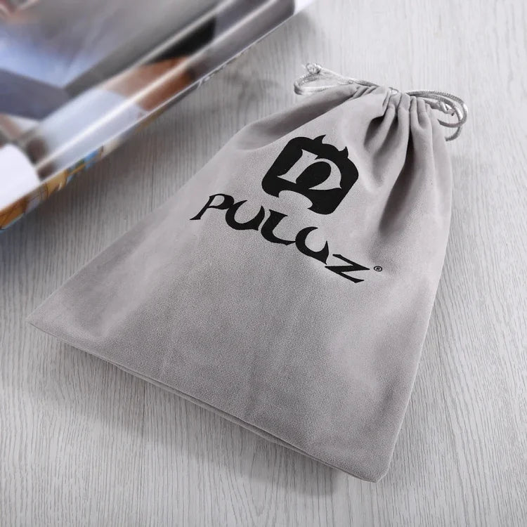 Sac de rangement PULUZ avec cordon de maintien pour accessoires GoPro, Insta360, DJI et autres caméras d'action ; sac en flanelle (24,5 cm x 20,5 cm) ; sac en filet de nylon (21,5 cm x 15,5 cm).