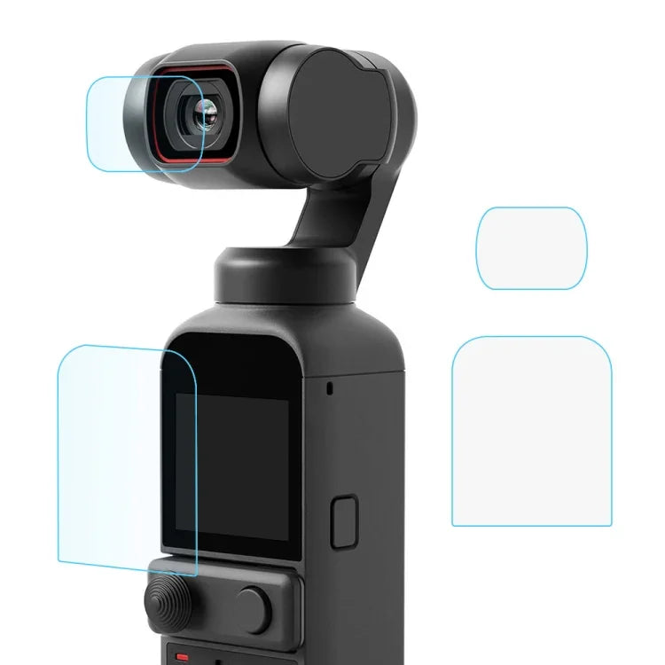 Protection d'objectif en verre trempé HD 2.5D PULUZ 9H + film protecteur d'écran pour DJI OSMO Pocket 2