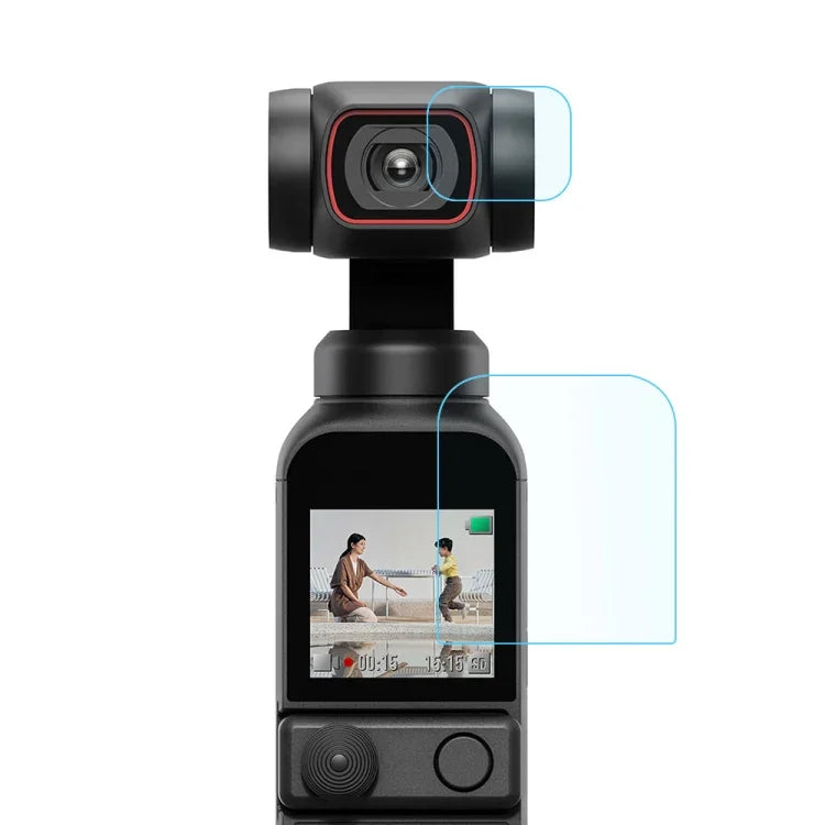 Protection d'objectif en verre trempé HD 2.5D PULUZ 9H + film protecteur d'écran pour DJI OSMO Pocket 2