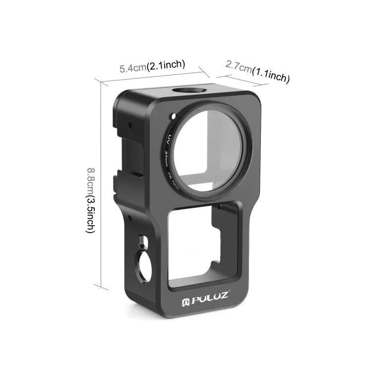 Cage PULUZ en alliage d'aluminium CNC pour DJI Action 2, Cage en aluminium (noir), Cage en aluminium (couleur titane)