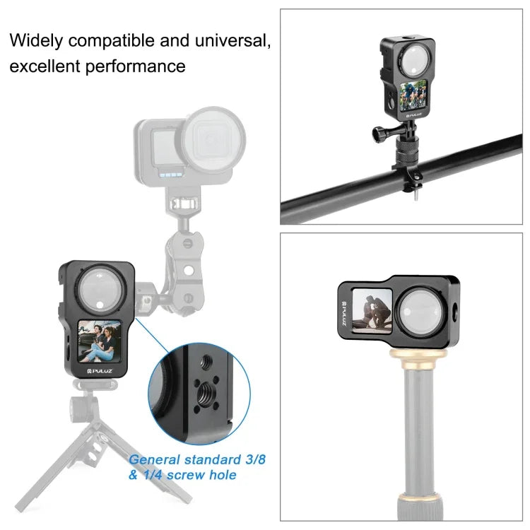 Cage PULUZ en alliage d'aluminium CNC pour DJI Action 2, Cage en aluminium (noir), Cage en aluminium (couleur titane)