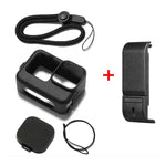 Étui de protection en silicone PULUZ pour GoPro HERO12 Black / 11 Black / 10 Black / 9 Black + cache latéral en POM avec dragonne et cache-objectif, pour GoPro HERO12 Black.