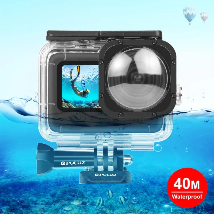 Boîtier étanche PULUZ 40 m avec boucle, fixation basique et vis pour GoPro HERO12 Black / 11 Black / 11 Black Mini / 10 Black / 9 Black Max Lens Mod, compatible avec GoPro Hero11 Black / HERO10 Black