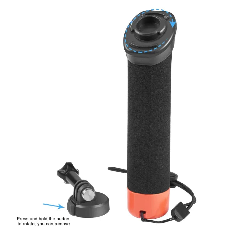 Poignées flottantes en mousse PULUZ avec sangle et base à dégagement rapide pour GoPro, Insta360, DJI et autres caméras d'action.