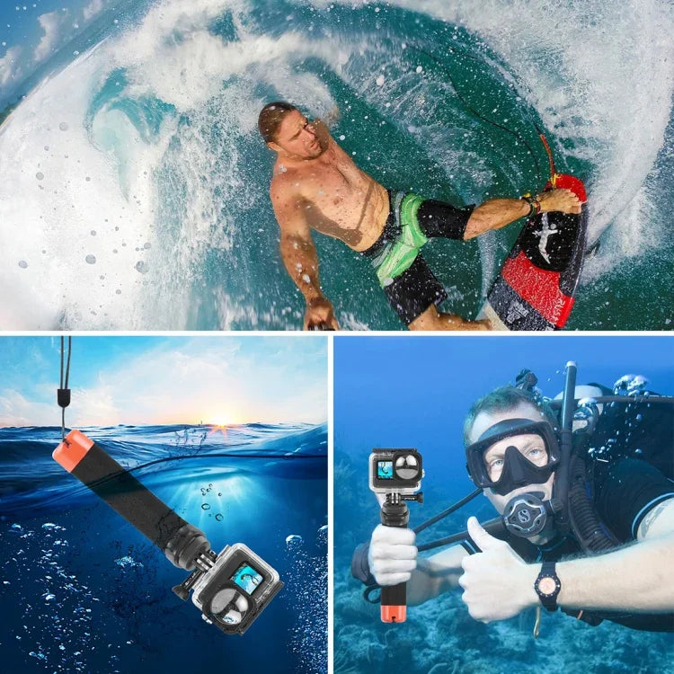 Poignées flottantes en mousse PULUZ avec sangle et base à dégagement rapide pour GoPro, Insta360, DJI et autres caméras d'action.