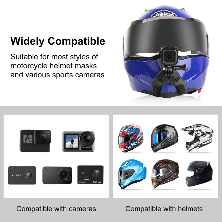 Support de mentonnière pour casque de moto PULUZ compatible avec GoPro, DJI Osmo Action et autres caméras d'action, Mentonnière de casque (noire), Mentonnière de casque (orange), Mentonnière de casque (bleue)