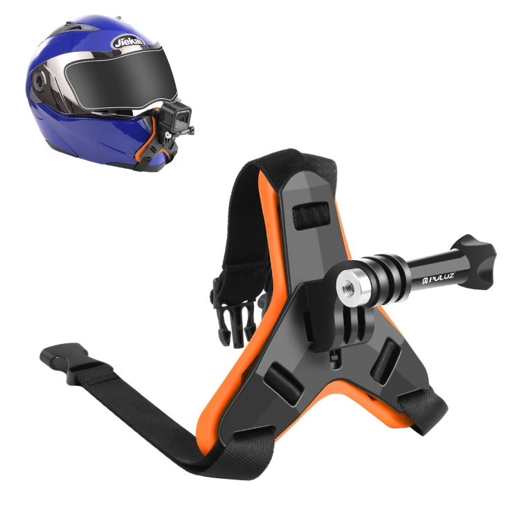 Support de mentonnière pour casque de moto PULUZ compatible avec GoPro, DJI Osmo Action et autres caméras d'action, Mentonnière de casque (noire), Mentonnière de casque (orange), Mentonnière de casque (bleue)