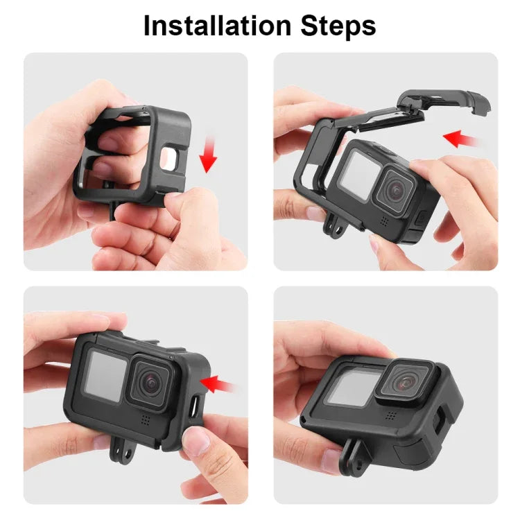 Support de cadre PA rechargeable PULUZ avec emplacement pour griffe porte-accessoires pour GoPro HERO13 Black /12 Black /11 Black /11 Black Mini /10 Black /9 Black, Support de cadre PA rechargeable