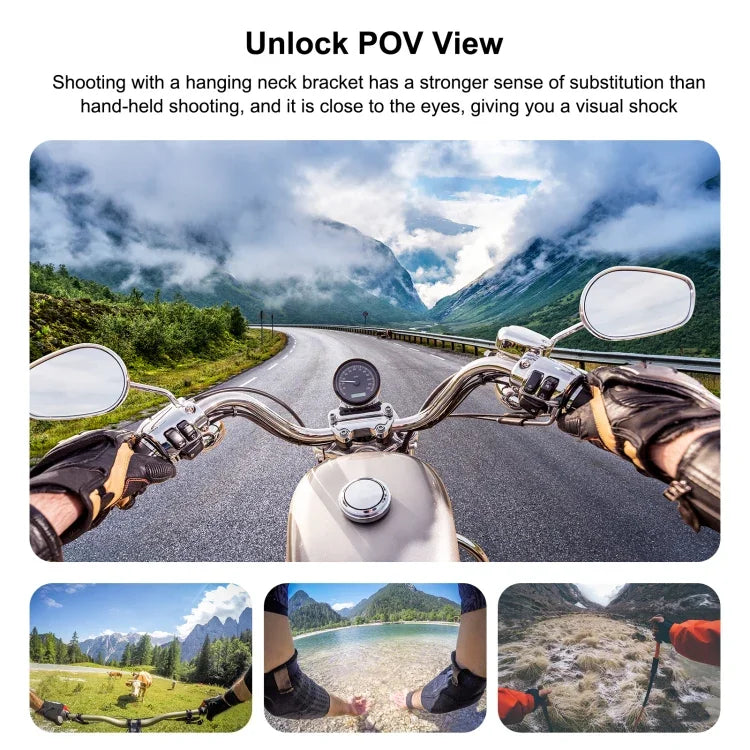 Support de cou réglable PULUZ pour caméras d'action GoPro et smartphones