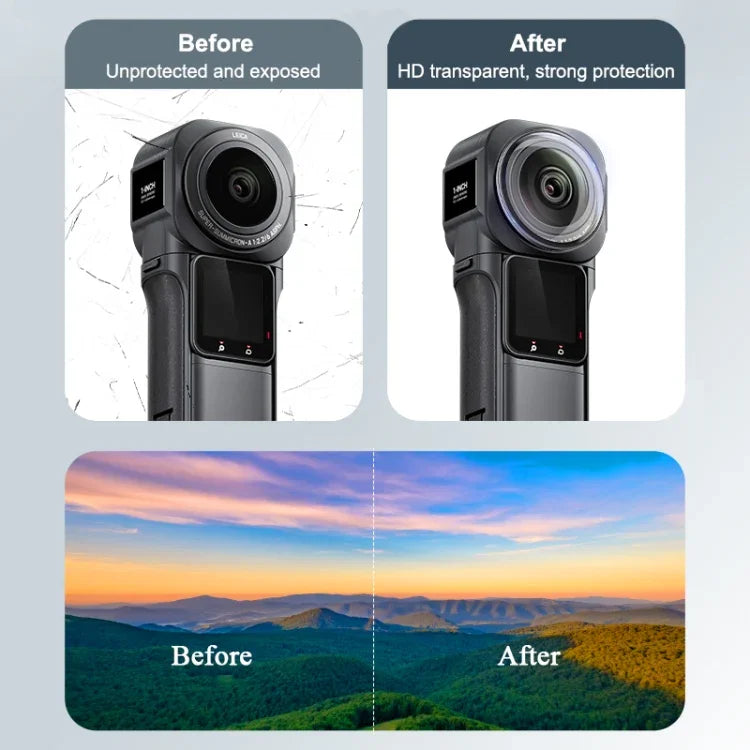 Protection d'objectif PULUZ en polycarbonate pour Insta360 ONE RS 1 pouce, édition 360, protection d'objectif