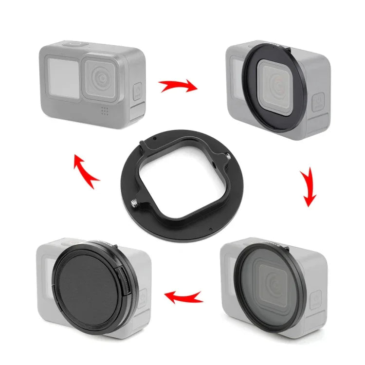 Filtre d'objectif PULUZ 52 mm CPL + UV avec bague d'adaptation pour GoPro HERO12 Black /11 Black /11 Black Mini /10 Black /9 Black, filtre CPL + UV