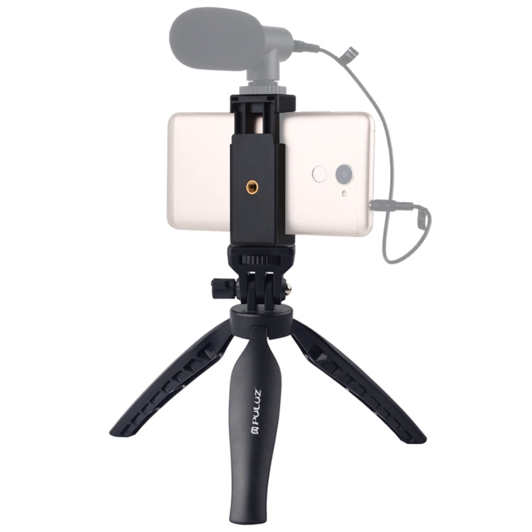Support trépied de bureau PULUZ en plastique avec pince téléphone et tête de trépied réglable pour smartphones, trépied plastique + tête réglable