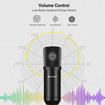 Kits microphone professionnel studio diffusion PULUZ avec bras ciseaux suspendu, support anti-choc métal et carte son USB, kits microphone (noir), kits microphone (or), kits microphone (argent)