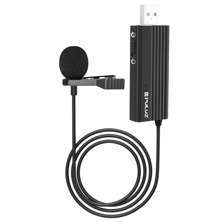 Microphone cravate filaire à clip USB PULUZ, microphone à condensateur silencieux, câble 1,2 m USB