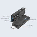 Microphone cravate filaire à clip USB PULUZ, microphone à condensateur silencieux, câble 1,2 m USB