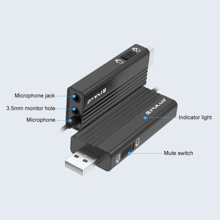 Microphone cravate filaire à clip USB PULUZ, microphone à condensateur silencieux, câble 1,2 m USB