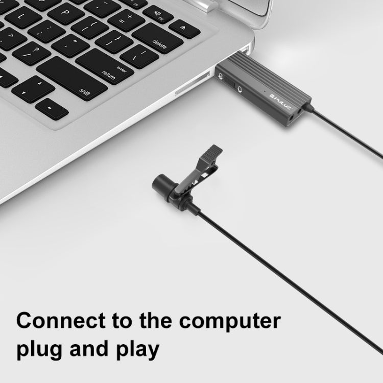 Microphone cravate filaire à clip USB PULUZ, microphone à condensateur silencieux, câble 1,2 m USB