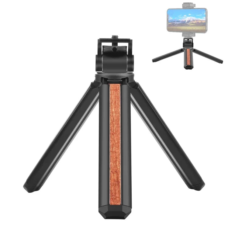 Support trépied de bureau PULUZ en bois incrusté pour vlogging en direct avec rotule, trépied en bois incrusté avec rotule
