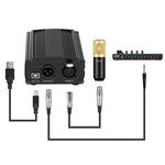 Kit microphone à condensateur PULUZ pour studio, diffusion et chant professionnel avec bras ciseaux suspendu, support anti-choc métallique et carte son USB, alimentation 48V, kit microphone 48V (or)
