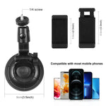 Support de téléphone à ventouse pour voiture PULUZ avec pince/vis/adaptateur pour trépied, ventouse pour téléphone de voiture