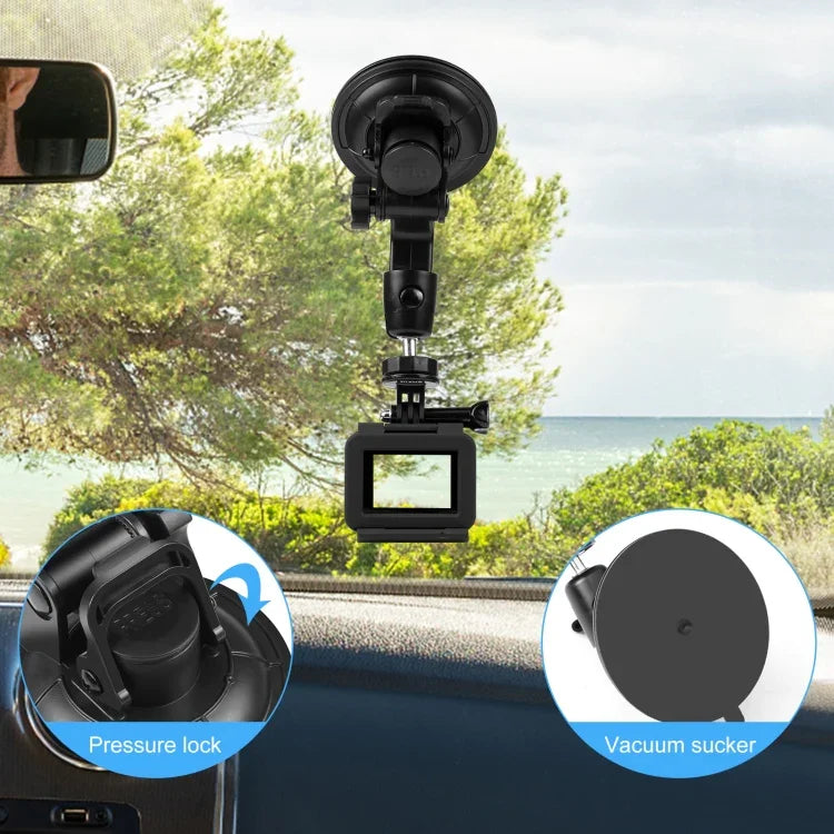 Support de téléphone à ventouse pour voiture PULUZ avec pince/vis/adaptateur pour trépied, ventouse pour téléphone de voiture