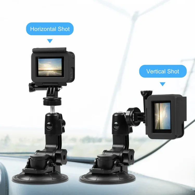 Support de téléphone à ventouse pour voiture PULUZ avec pince/vis/adaptateur pour trépied, ventouse pour téléphone de voiture
