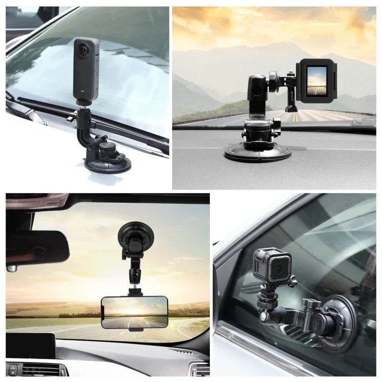 Support de téléphone à ventouse pour voiture PULUZ avec pince/vis/adaptateur pour trépied, ventouse pour téléphone de voiture