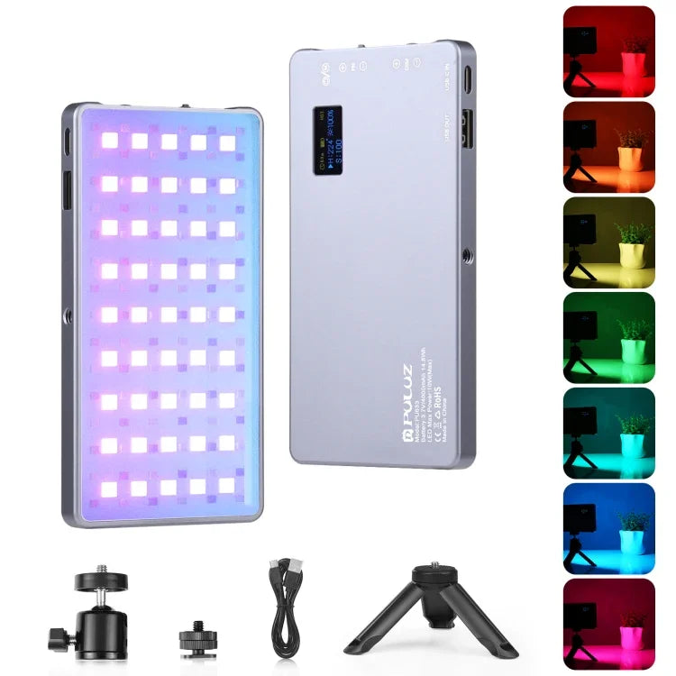 PULUZ LED RGB couleur pleine lumière de poche pour vlogging et photographie.