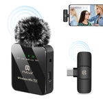 Microphone cravate sans fil PULUZ pour téléphone Type-C, récepteur Type-C, Type-C 1 TX + 1 RX
