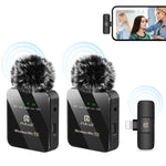 Microphone cravate sans fil PULUZ pour iPhone / iPad, récepteur 8 broches et microphones doubles, 8 broches 2 TX + 1 RX