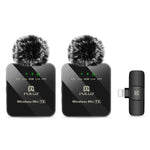 Microphone cravate sans fil PULUZ pour iPhone / iPad, récepteur 8 broches et microphones doubles, 8 broches 2 TX + 1 RX