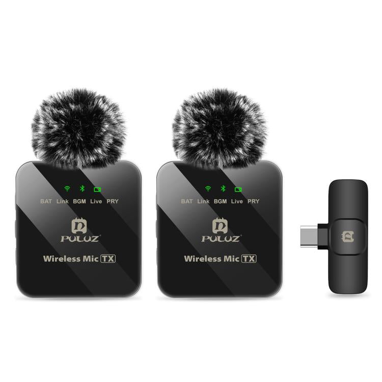 Microphone cravate sans fil PULUZ pour téléphone Type-C, récepteur Type-C et microphones doubles, Type-C 2 TX + 1 RX