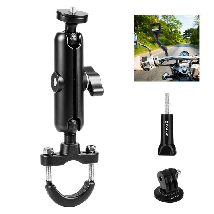 Support de guidon PULUZ pour moto, fixation par boulon en U, compatible avec GoPro et autres caméras d'action.