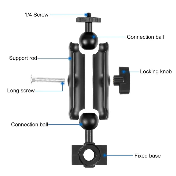 Support de rétroviseur PULUZ pour moto, fixation pour GoPro et autres caméras d'action.