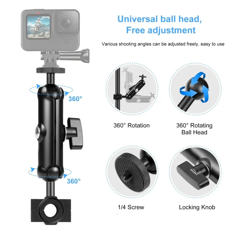 Support de rétroviseur PULUZ pour moto, fixation pour GoPro et autres caméras d'action.