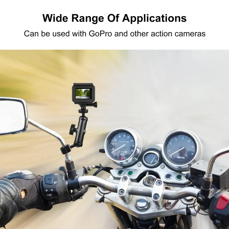 Support de rétroviseur PULUZ pour moto, fixation pour GoPro et autres caméras d'action.