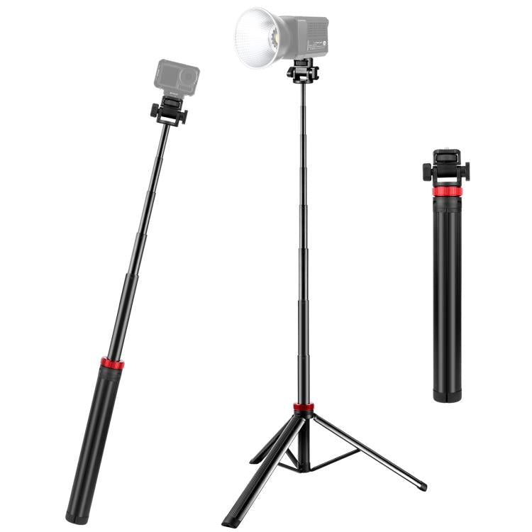 Support de lumière de remplissage de diffusion en alliage d'aluminium à 8 sections de 2m PULUZ Trépied télescopique