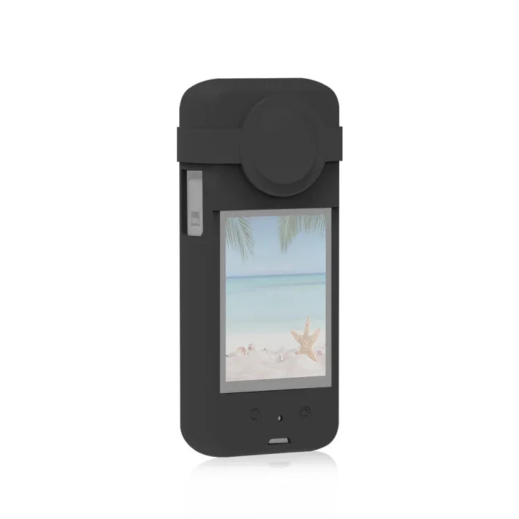 Étui de protection en silicone PULUZ avec cache-objectif pour Insta360 X3, étui en silicone (noir)