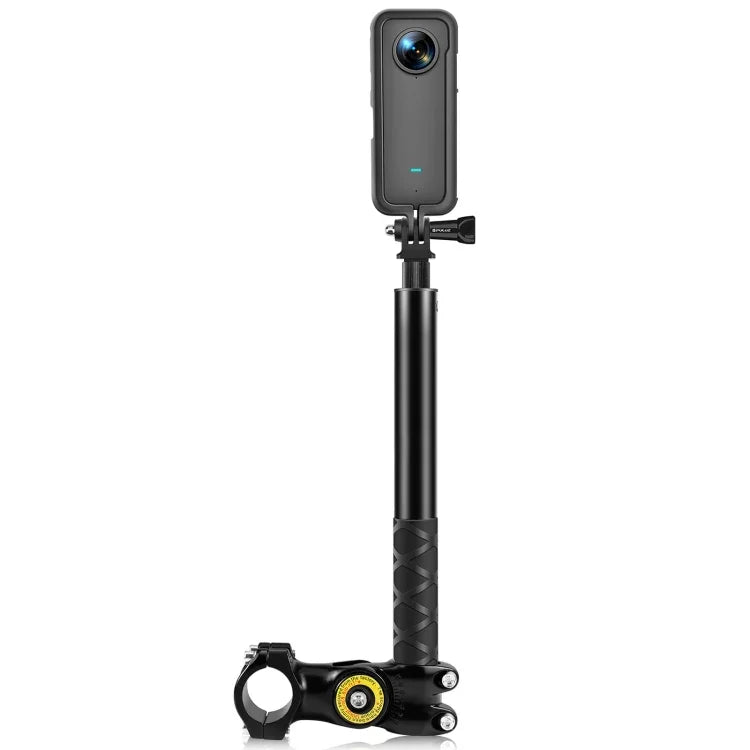Support de fixation pour guidon de moto/vélo PULUZ avec trépied monopode intégré.