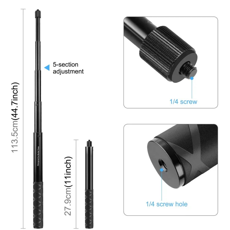 Support de fixation pour guidon de moto/vélo PULUZ avec trépied monopode intégré.