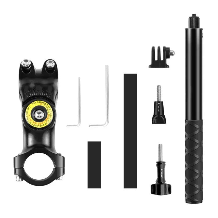 Support de fixation pour guidon de moto/vélo PULUZ avec trépied monopode intégré.