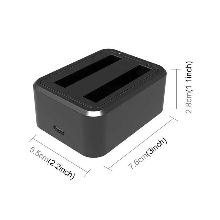 Chargeur de batterie double USB PULUZ pour Insta360 X3 avec voyant lumineux
