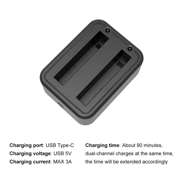 Chargeur de batterie double USB PULUZ pour Insta360 X3 avec voyant lumineux