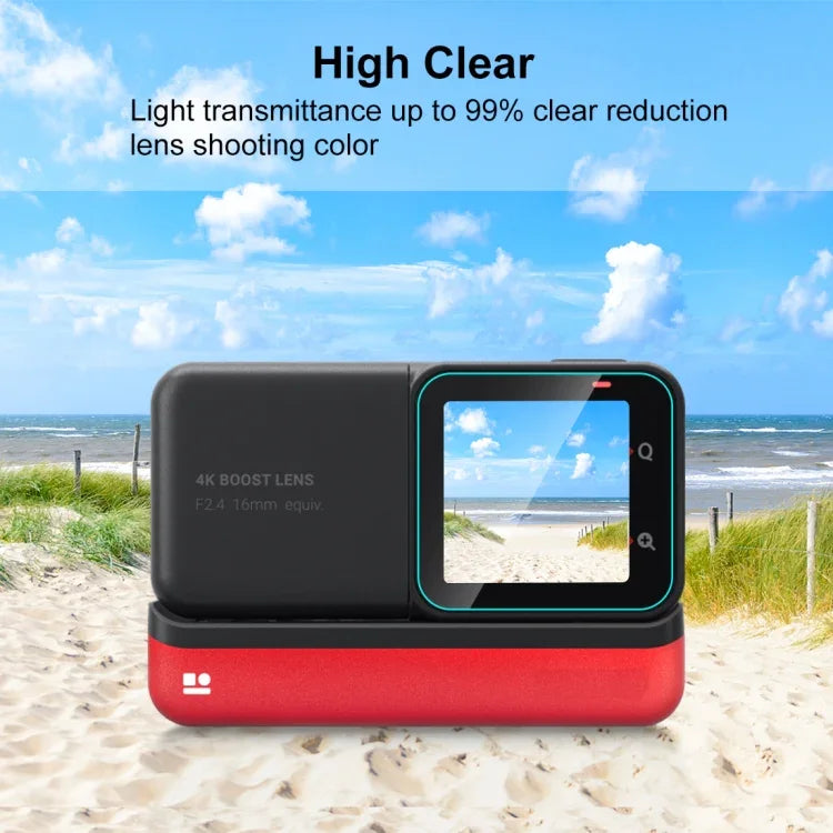 Film de protection en verre trempé pour Insta360 One RS PULUZ 3 en 1 : écran, objectif 4K et objectif Leica.