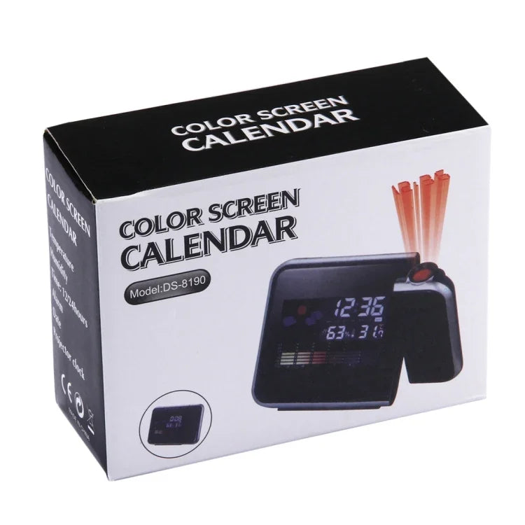 Réveil multifonction à affichage LCD couleur numérique avec projection LED, station météo / température / humidité / calendrier, Réveil à projection LED