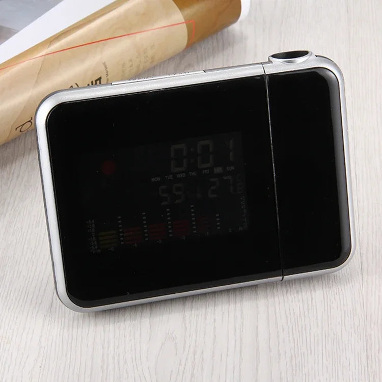 Réveil multifonction à affichage LCD couleur numérique avec projection LED, station météo / température / humidité / calendrier, Réveil à projection LED