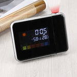 Réveil multifonction à affichage LCD couleur numérique avec projection LED, station météo / température / humidité / calendrier, Réveil à projection LED